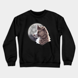 Lilac Border Collie with Night Sky Full Moon Crewneck Sweatshirt